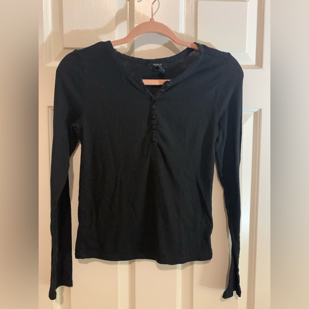 Forever 21 Ribbed Knit Long Sleeve Top